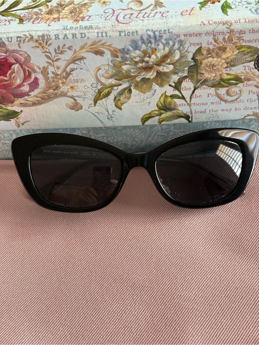 kate spade Black Cat-Eye Sunglasses with Dark Lenses